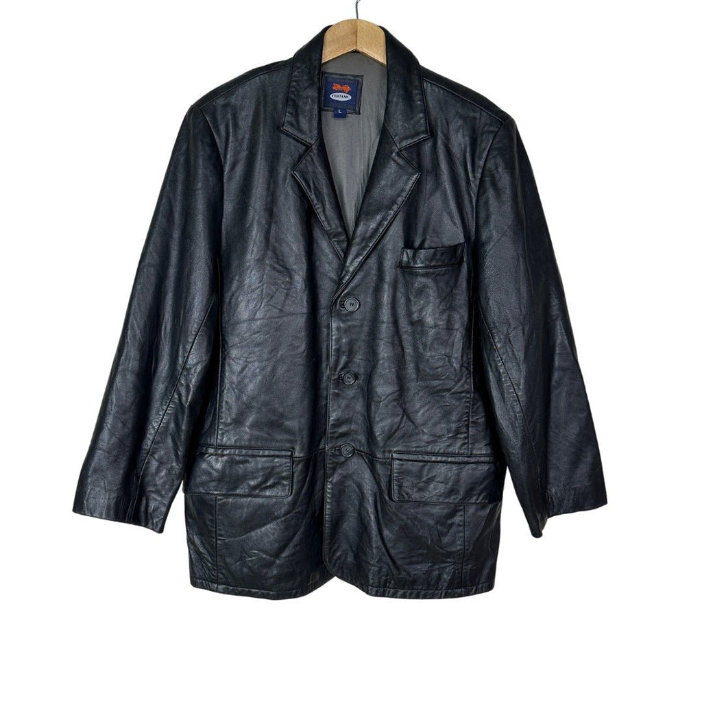 Fishtank Black Leather Jacket Large - Funkify