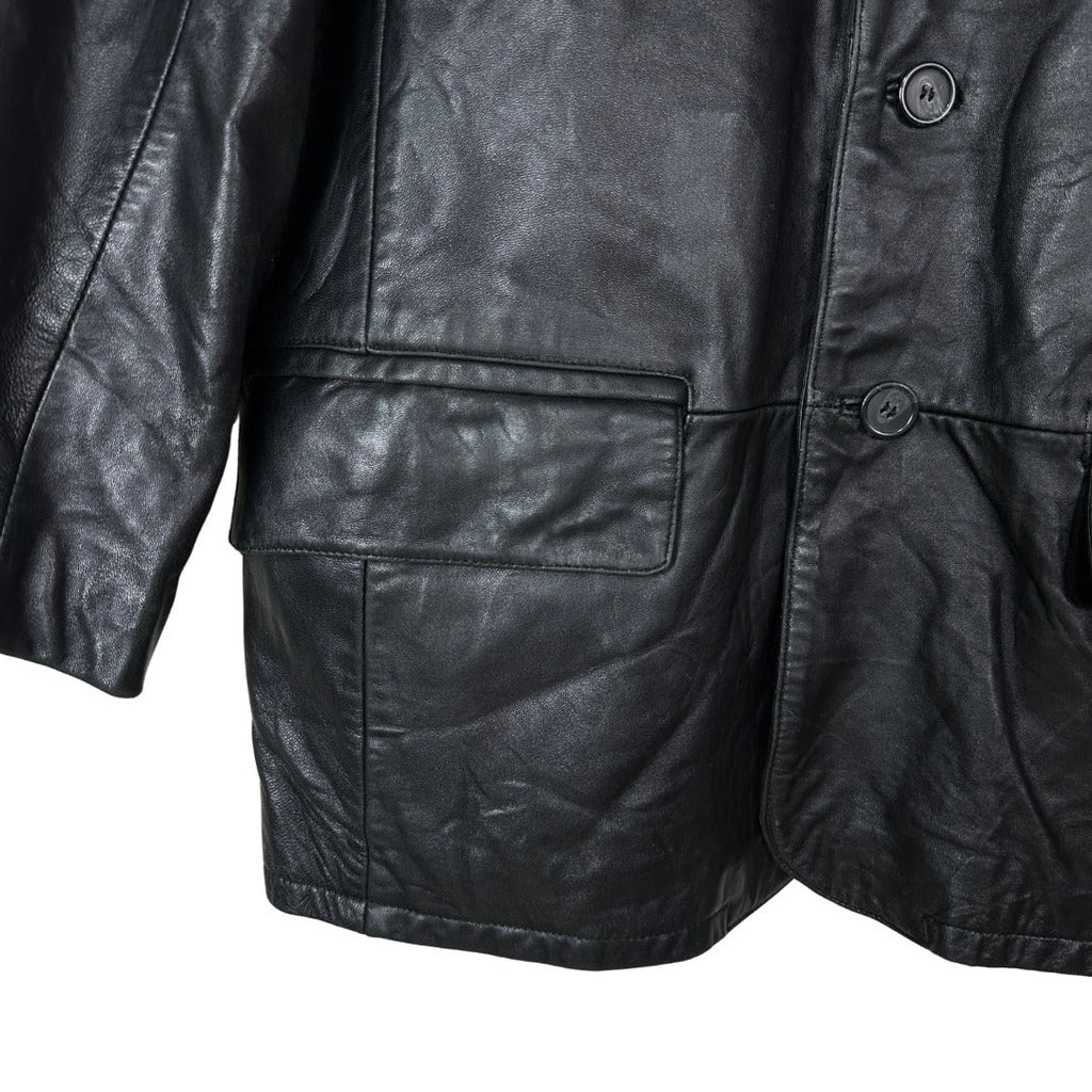 Fishtank Black Leather Jacket Large - Funkify