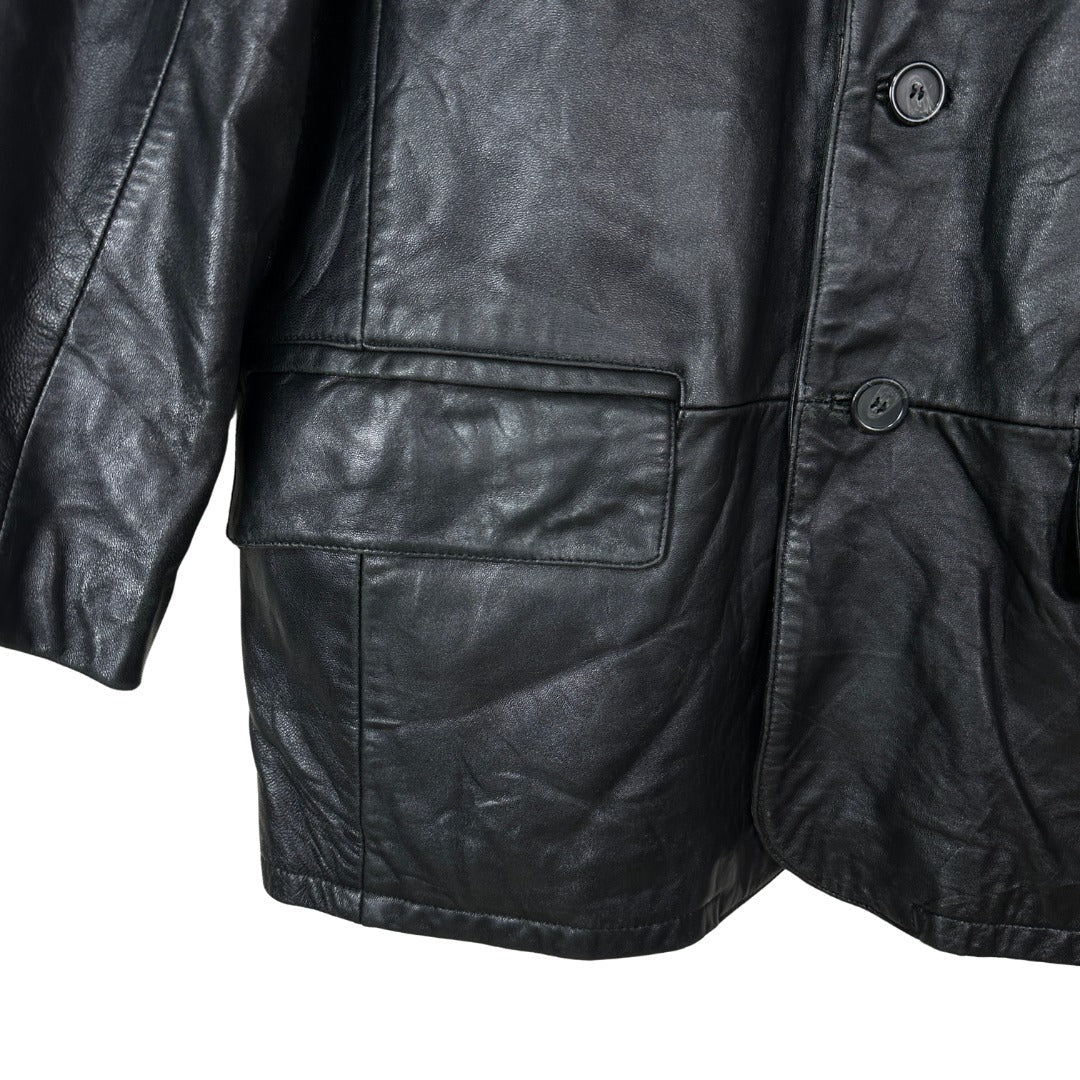 Fishtank Black Leather Jacket Large - Funkify