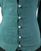 Fitted Stretch Shirt With Lace Yoke And Pearl Buttons - Funkify