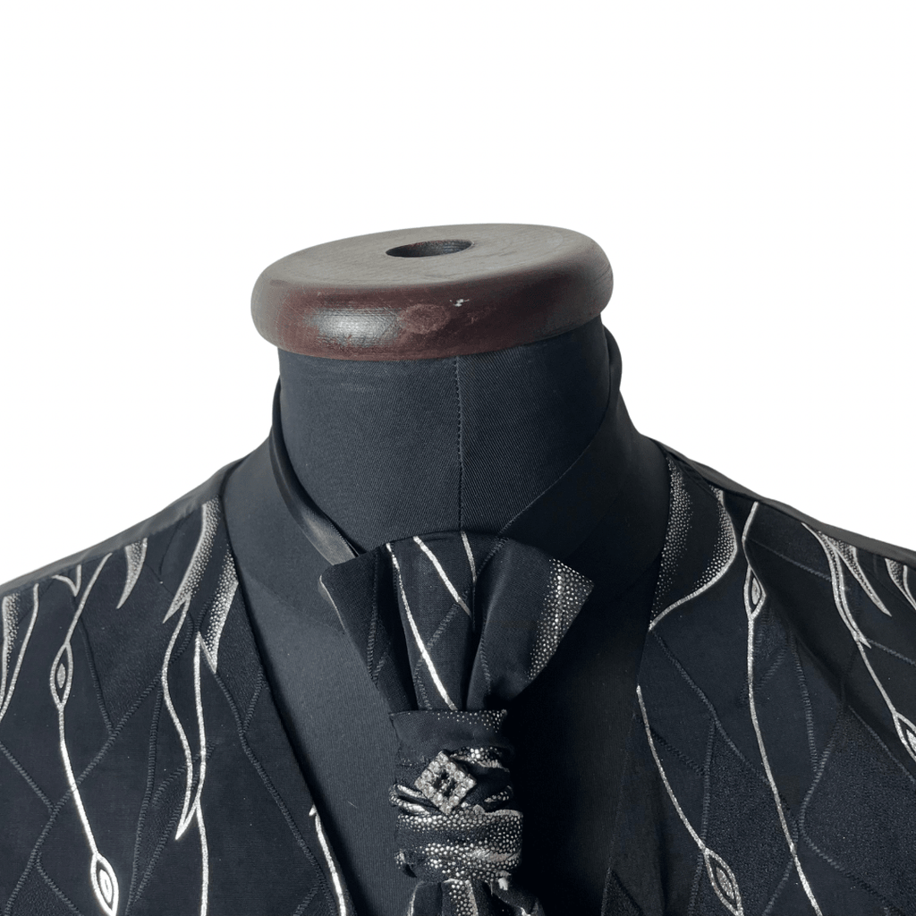 Flame Pattern Vest, Slip-on Necktie & Pocket Square Set Large - Funkify