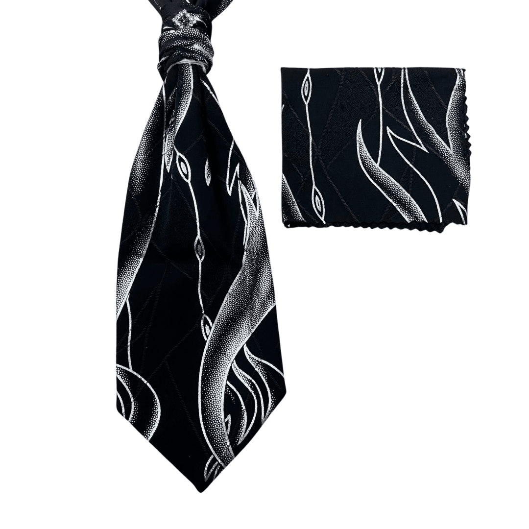 Flame Pattern Vest, Slip-on Necktie & Pocket Square Set Large - Funkify