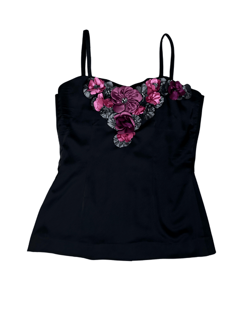 Floral appliqué handmade cami top, size small