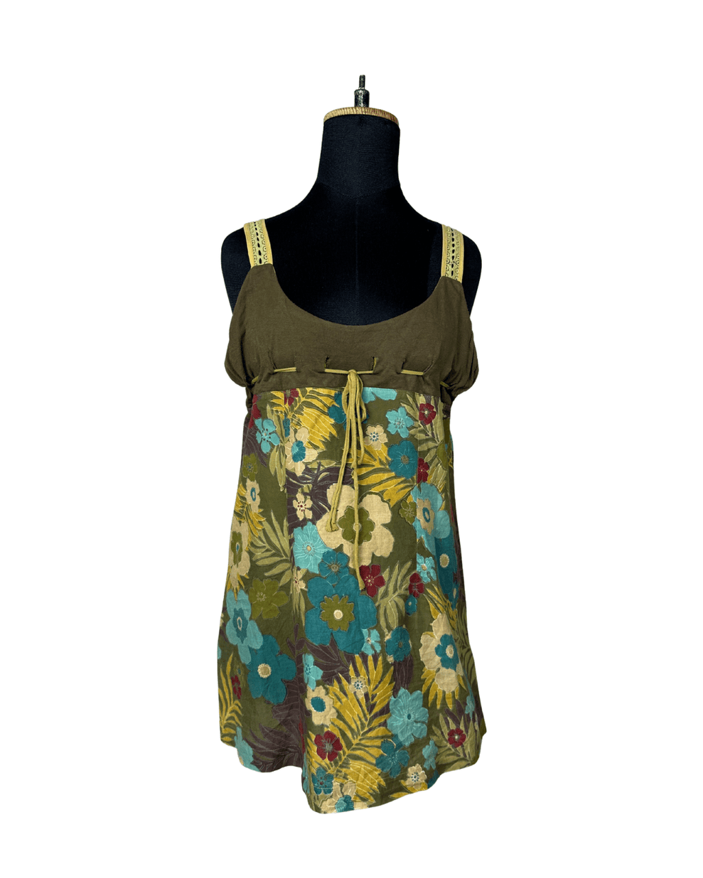 Floral Babydoll Top with Tie - Front - Funkify