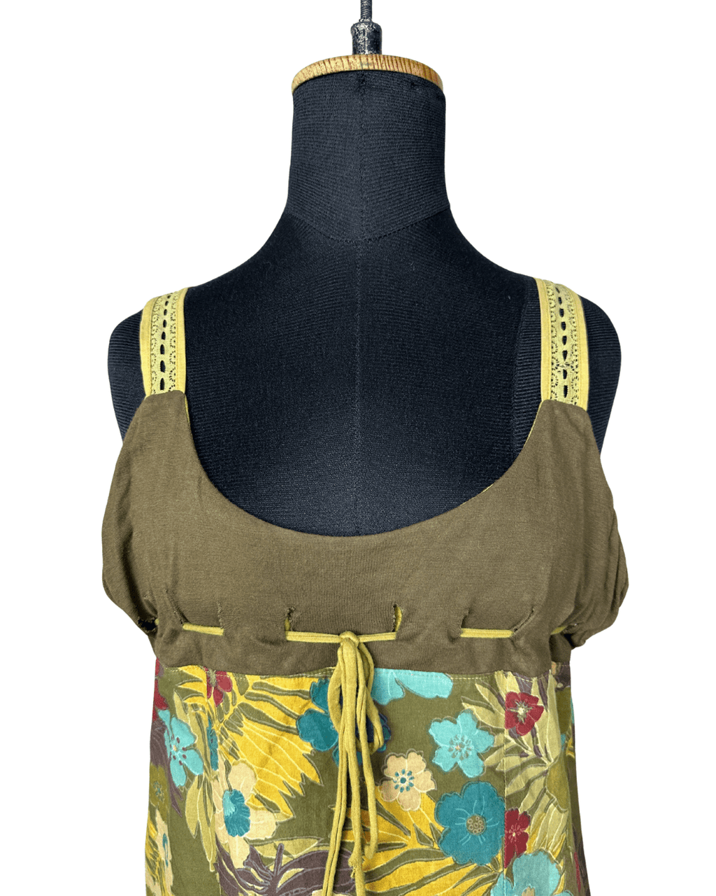 Floral Babydoll Top with Tie - Front - Funkify