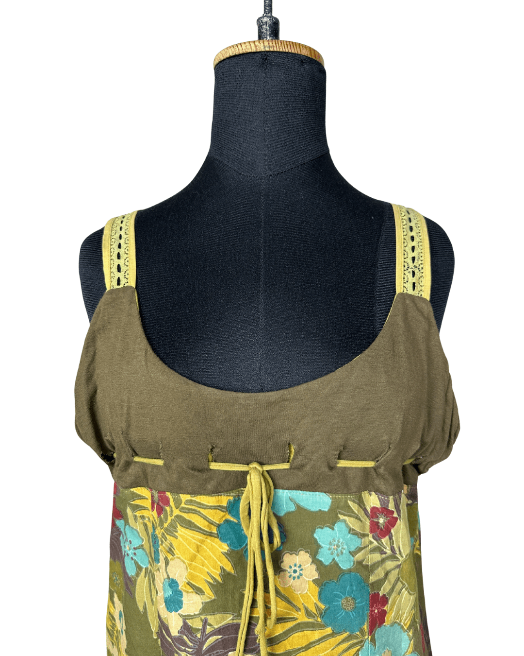 Floral Babydoll Top with Tie - Front - Funkify