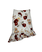 Floral Midi Skirt with Asymmetric Ruffle Hem - Small/ Medium - Funkify