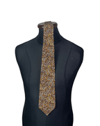 Brown and gold vine floral necktie