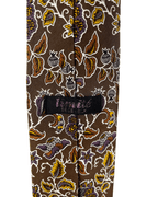 Brown and gold vine floral necktie
