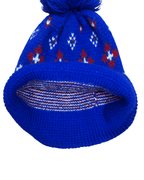Floral Pattern Beanie with Pom - Pom - Funkify