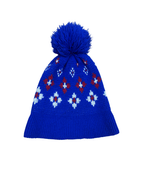 Floral Pattern Beanie with Pom - Pom - Funkify