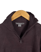 French Connection Quarter Zip Brown Sweater - Medium - Funkify