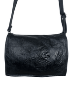 Genuine Leather Embossed Egyptian Motif Black Crossbody Bag - Funkify