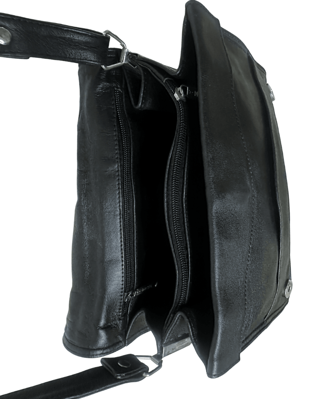 Genuine Leather Embossed Egyptian Motif Black Crossbody Bag - Funkify