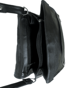 Genuine Leather Embossed Egyptian Motif Black Crossbody Bag - Funkify
