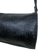 Genuine Leather Embossed Egyptian Motif Black Crossbody Bag - Funkify