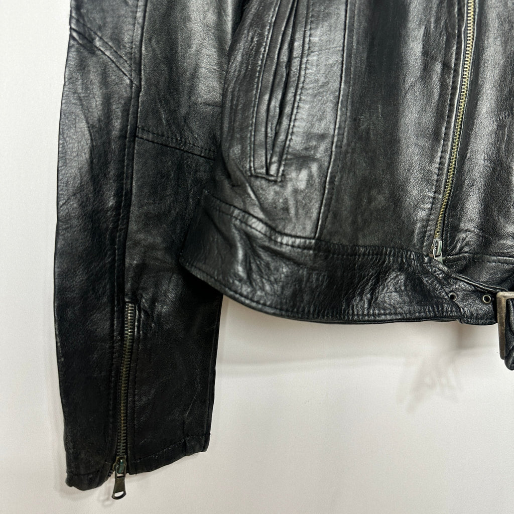 Genuine Leather Women's Biker Jacket Small - Funkify