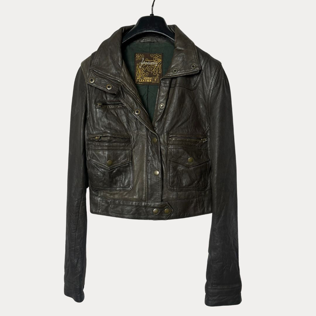 Genuine Leather Women's Cropped Jacket - Funkify