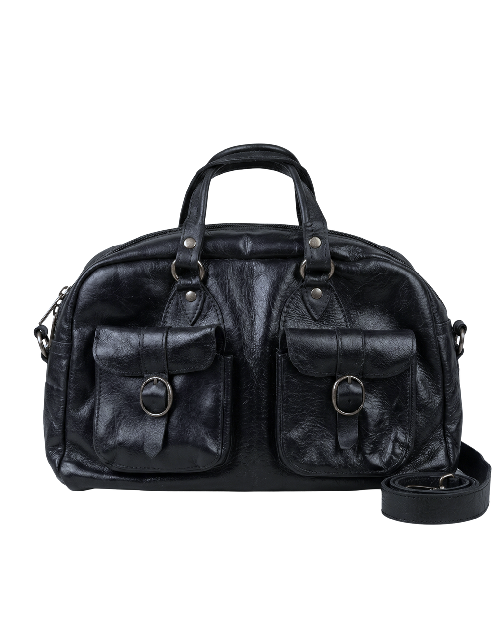 Vintage Genuine Leather Satchel Bag w/ Front Pockets