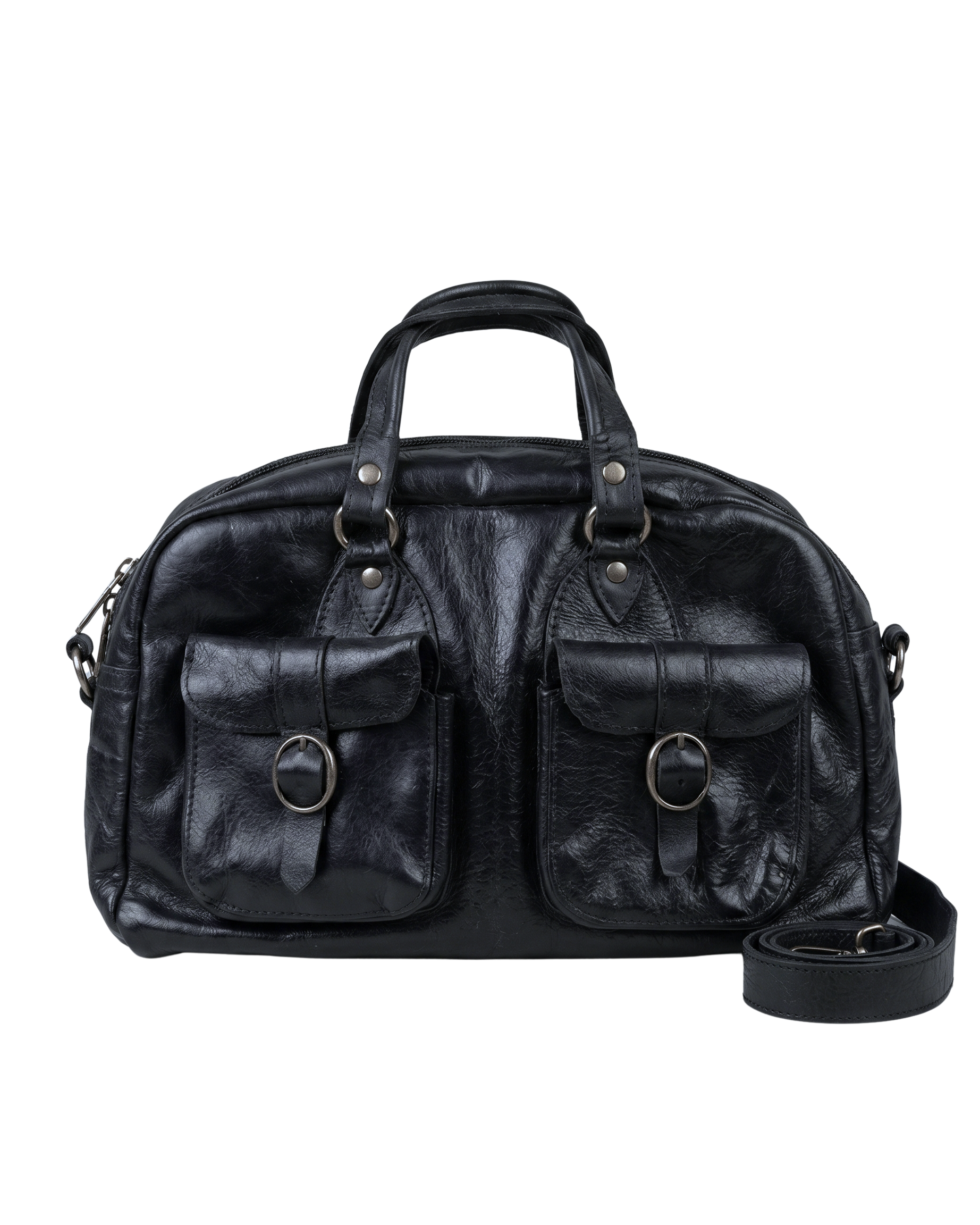Vintage Genuine Leather Satchel Bag w/ Front Pockets