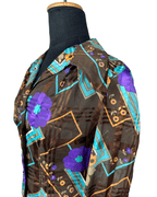 Geometric Floral Fitted Shirt with Statement Cuffs - Funkify