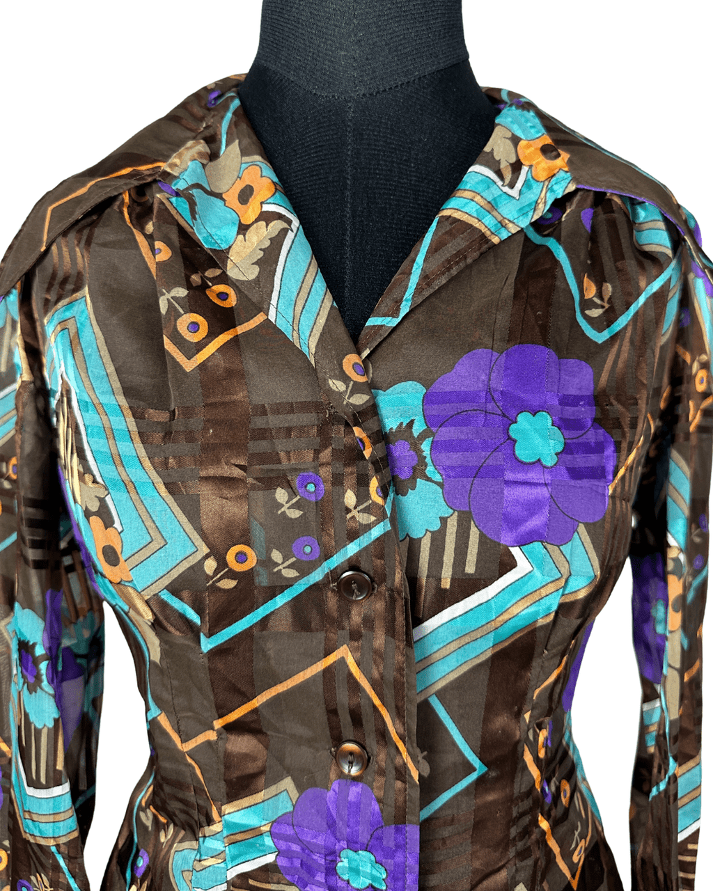 Geometric Floral Fitted Shirt with Statement Cuffs - Funkify