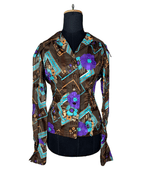 Geometric Floral Fitted Shirt with Statement Cuffs - Funkify