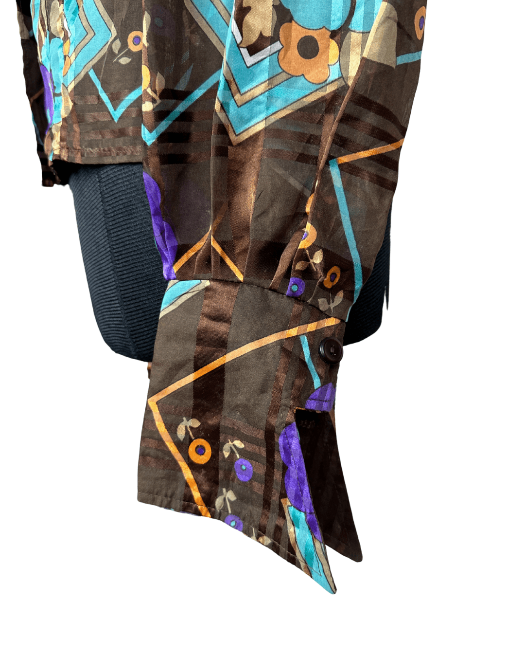 Geometric Floral Fitted Shirt with Statement Cuffs - Funkify