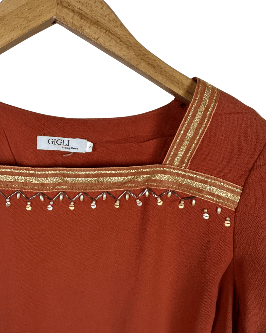 Gigli Square Neck Beaded Blouse - Small - Funkify