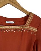 Gigli Square Neck Beaded Blouse - Small - Funkify