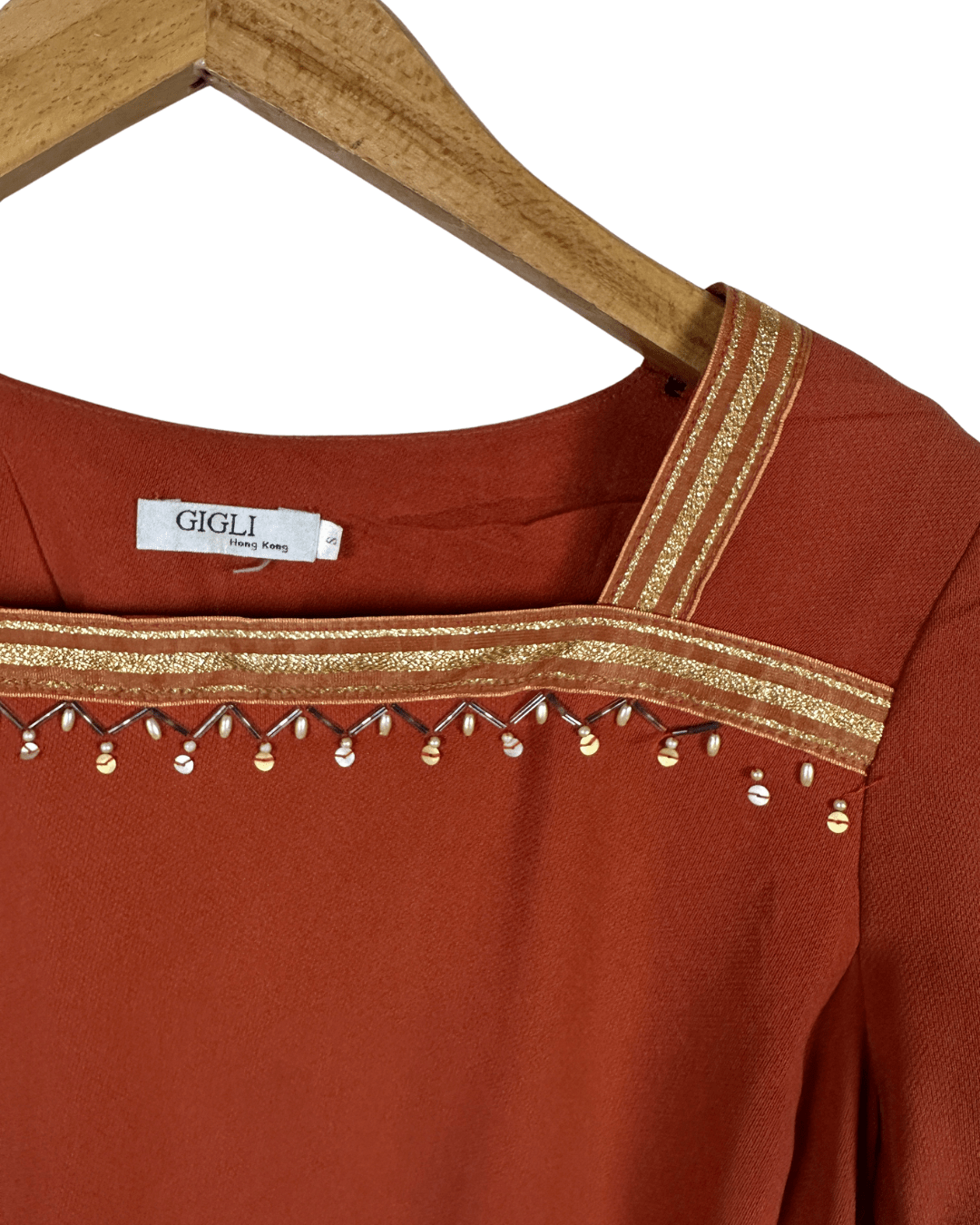 Gigli Square Neck Beaded Blouse - Small - Funkify