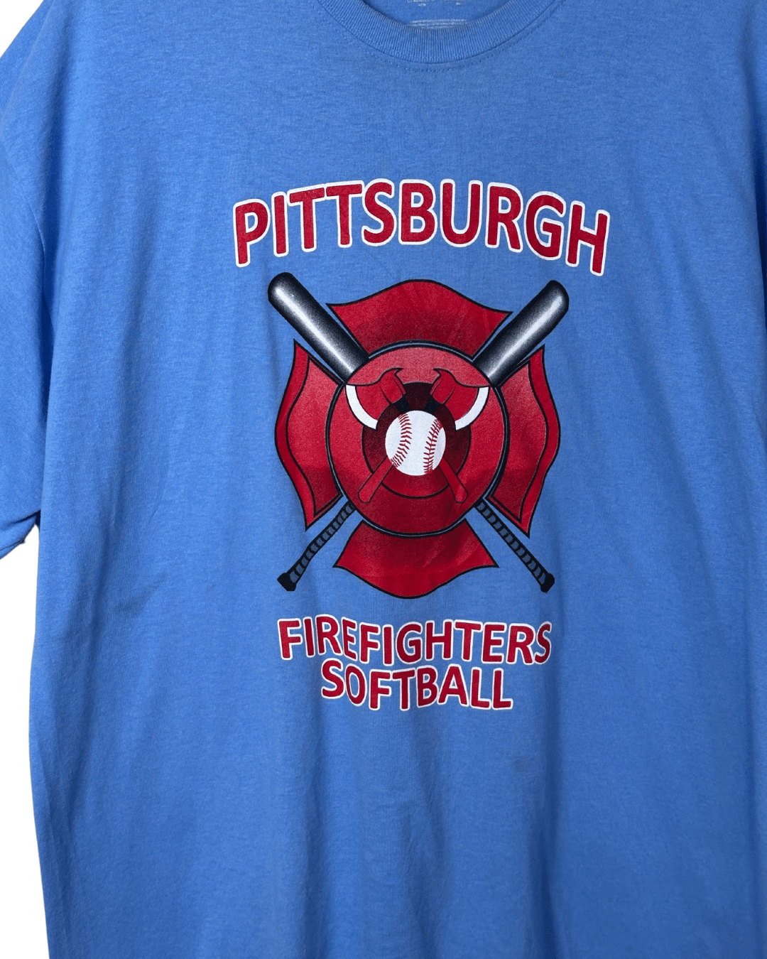 Gildan Pittsburgh Firefighters Softball Graphic Tee 2XL - Funkify