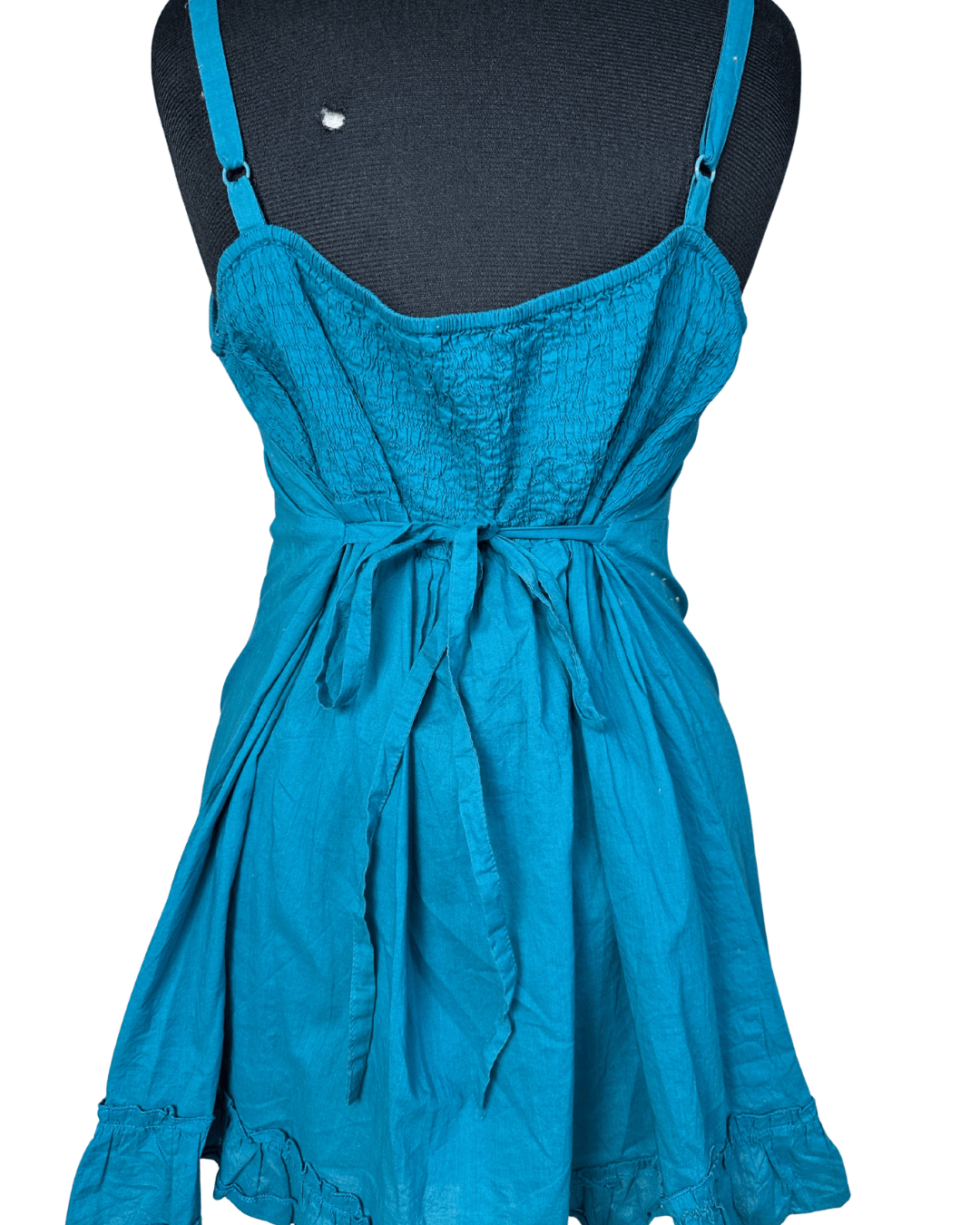 Glamorosa Embroidered Top with Tie - Back & Ruffled Hem - Funkify