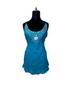 Glamorosa Embroidered Top with Tie - Back & Ruffled Hem - Funkify