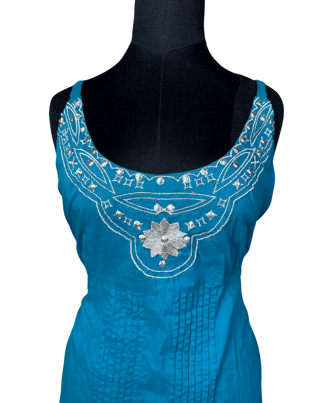 Glamorosa Embroidered Top with Tie - Back & Ruffled Hem - Funkify