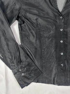 Glenfield Black Organza Sheer Fitted Shirt - Medium - Funkify