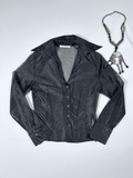 Glenfield Black Organza Sheer Fitted Shirt - Medium - Funkify