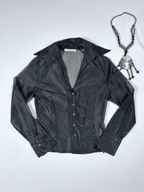 Glenfield Black Organza Sheer Fitted Shirt - Medium - Funkify