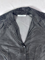 Glenfield Black Organza Sheer Fitted Shirt - Medium - Funkify