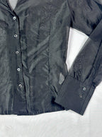 Glenfield Black Organza Sheer Fitted Shirt - Medium - Funkify