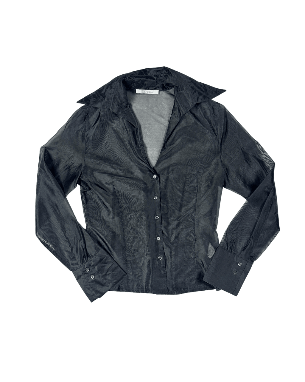 Glenfield Black Organza Sheer Fitted Shirt - Medium - Funkify