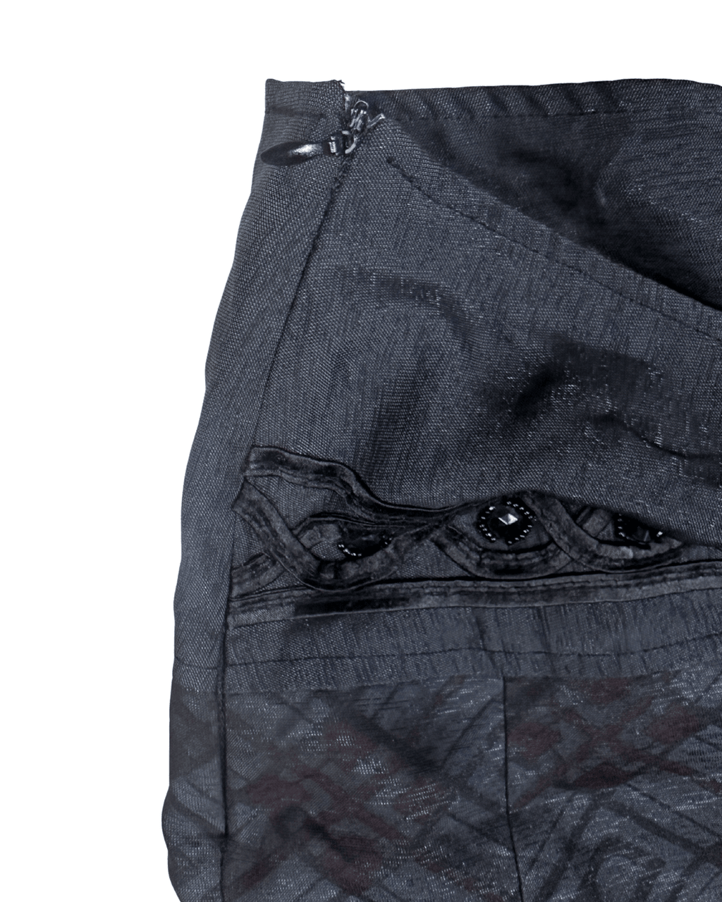 Gothic - Inspired Beaded Midi Skirt with Lace Detail - EU 48 - Funkify