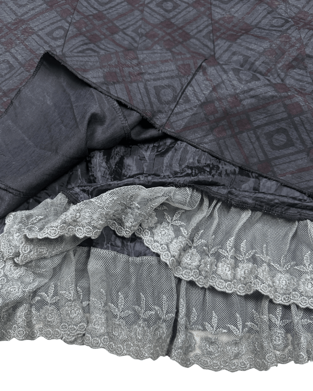 Gothic - Inspired Beaded Midi Skirt with Lace Detail - EU 48 - Funkify
