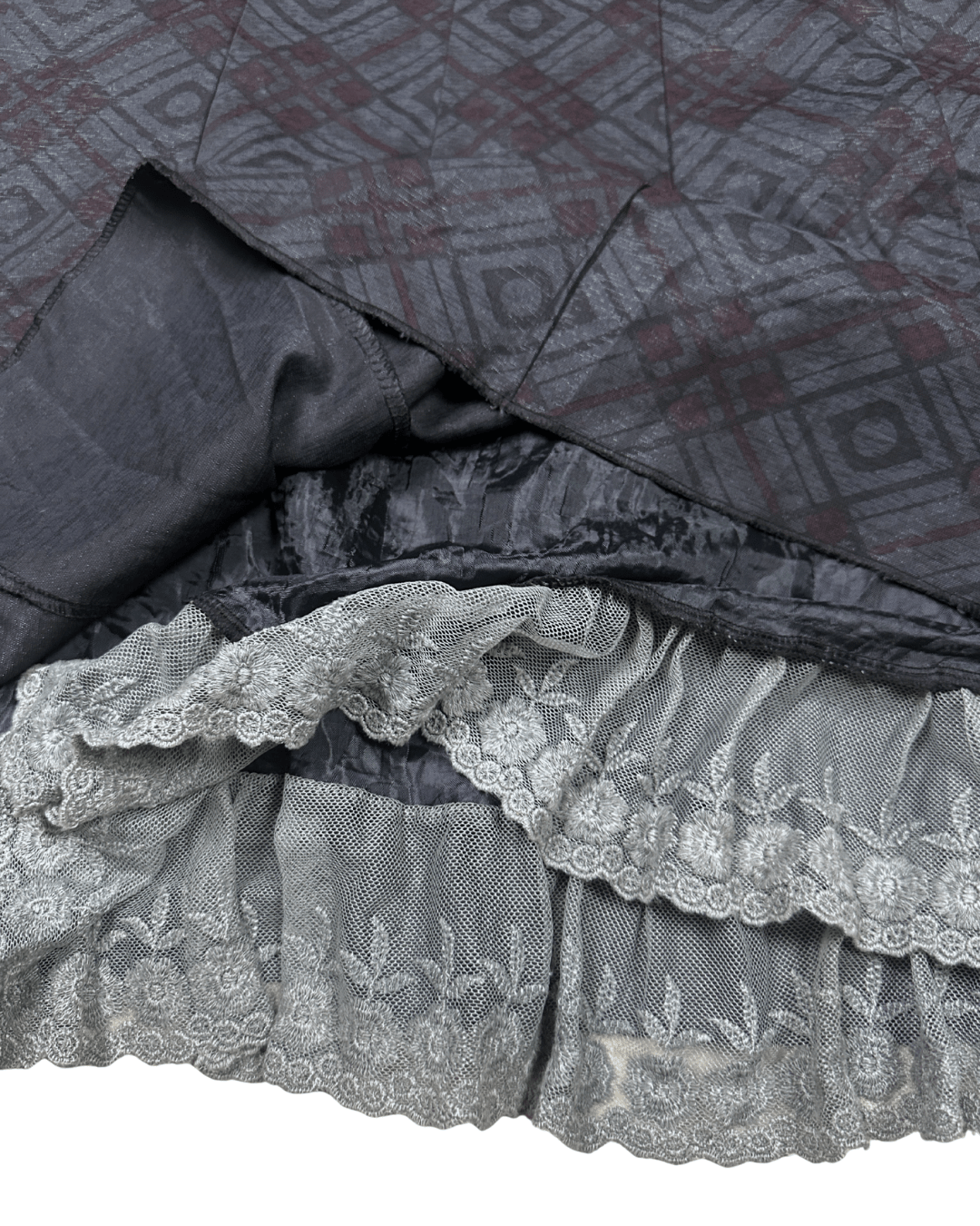Gothic - Inspired Beaded Midi Skirt with Lace Detail - EU 48 - Funkify
