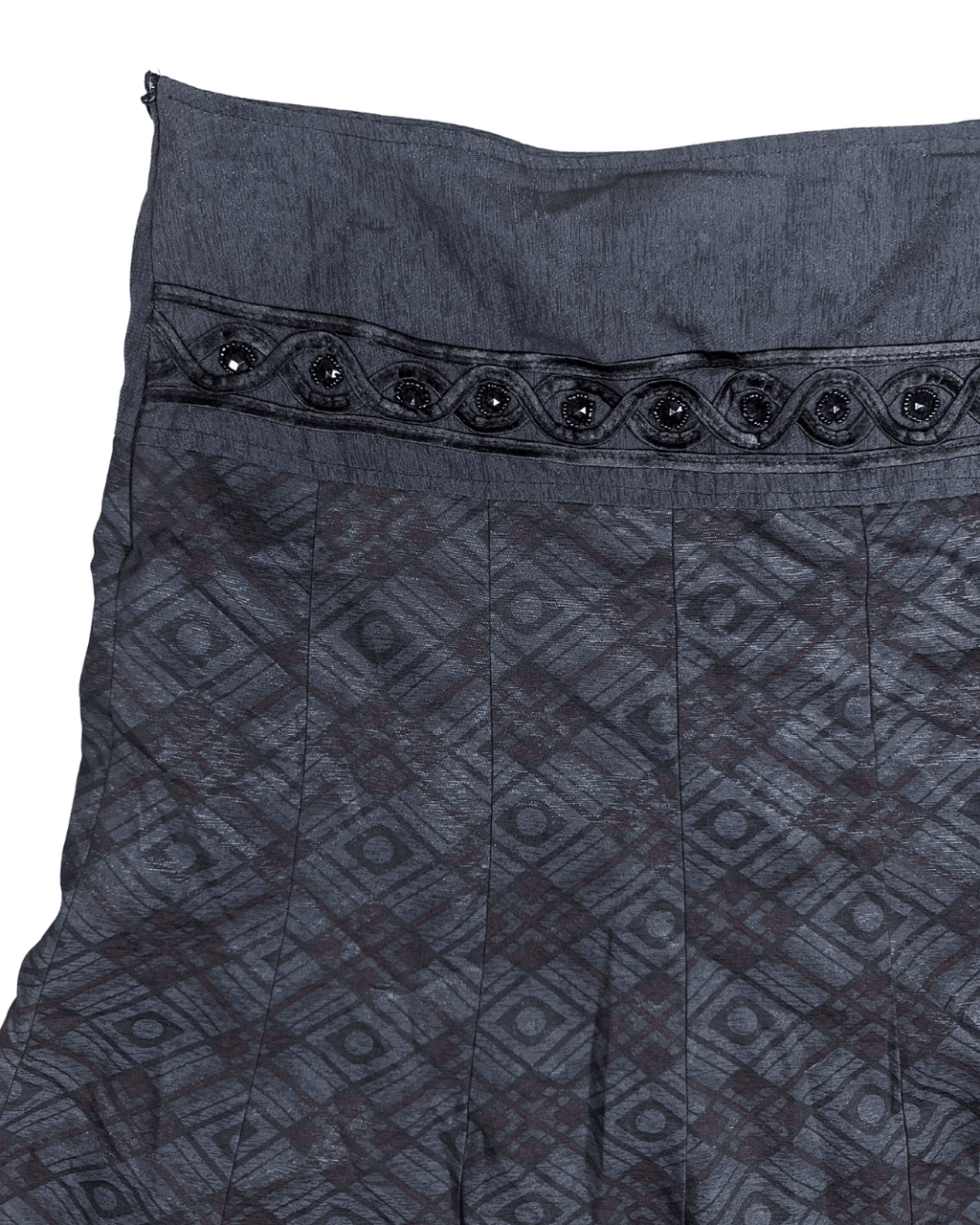 Gothic - Inspired Beaded Midi Skirt with Lace Detail - EU 48 - Funkify