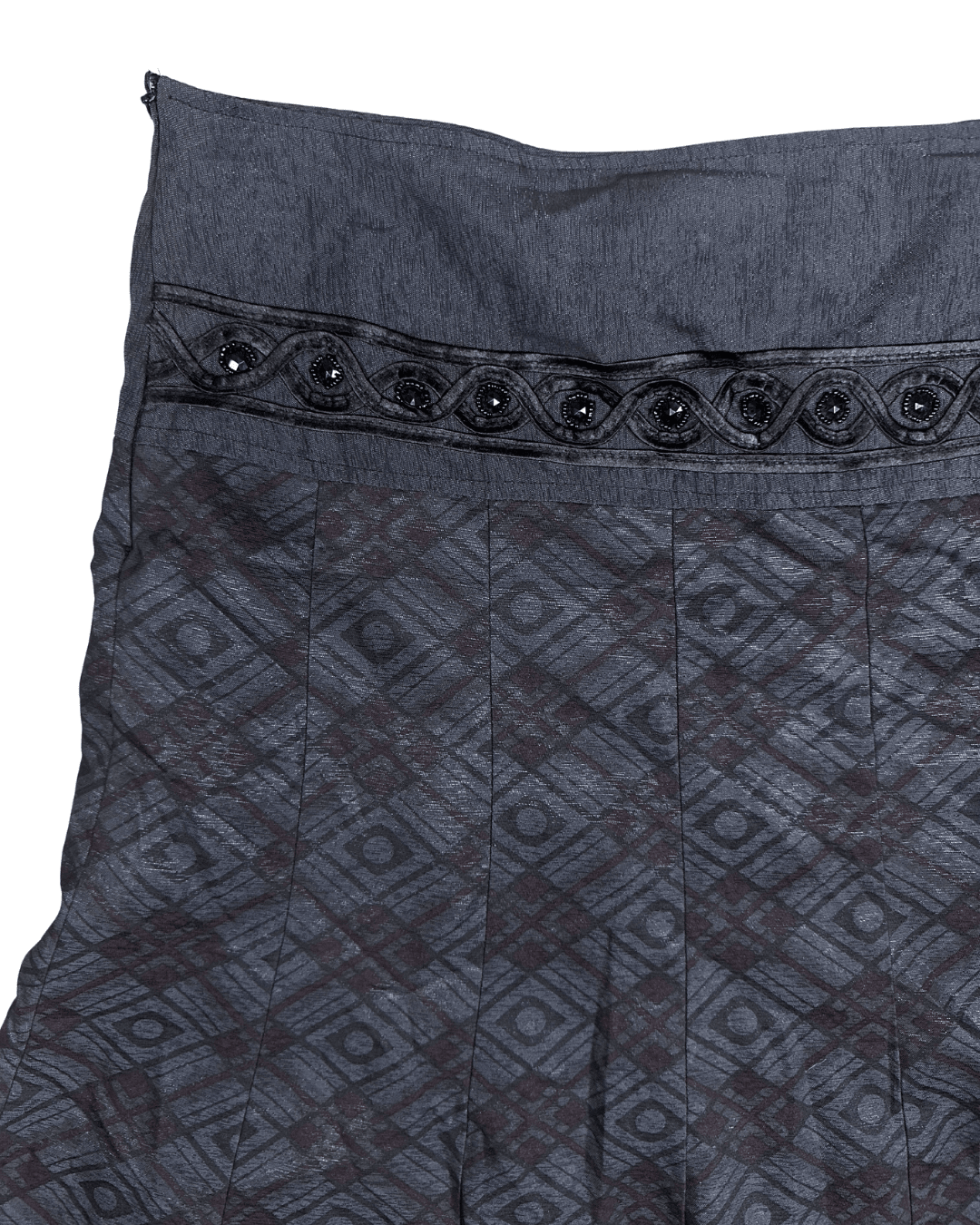 Gothic - Inspired Beaded Midi Skirt with Lace Detail - EU 48 - Funkify