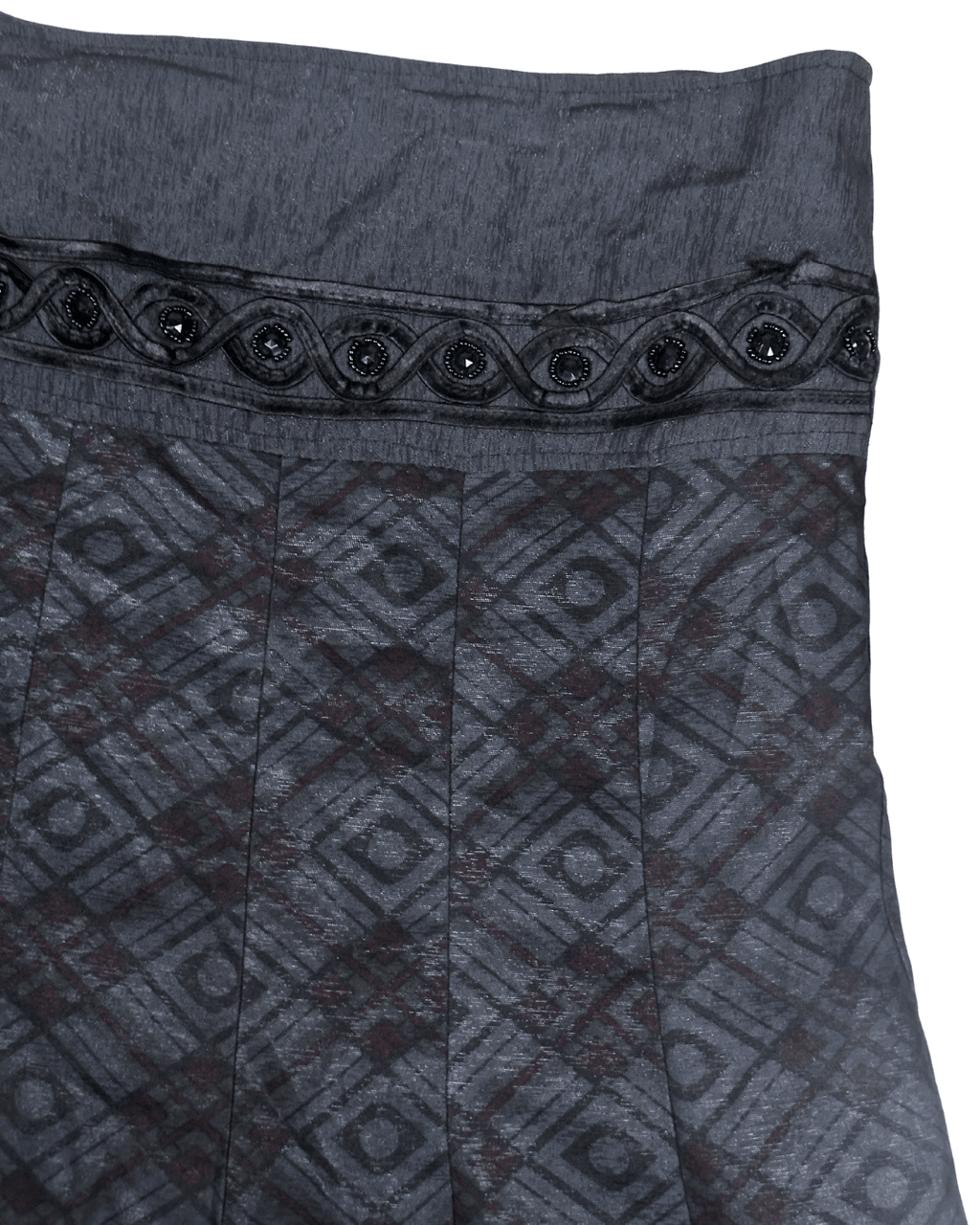 Gothic - Inspired Beaded Midi Skirt with Lace Detail - EU 48 - Funkify