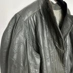 Gray Leather Jacket Women Medium / Large - Funkify