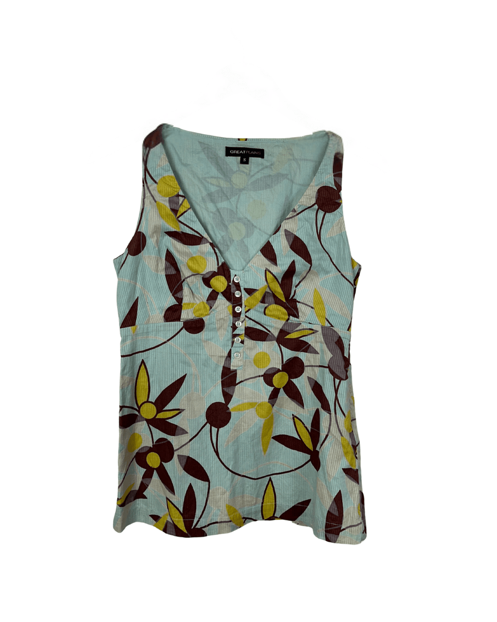 Great Plains Floral Teal Tank Top Small - Funkify