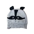Grey Raccoon Knit Beanie with Ears - Funkify